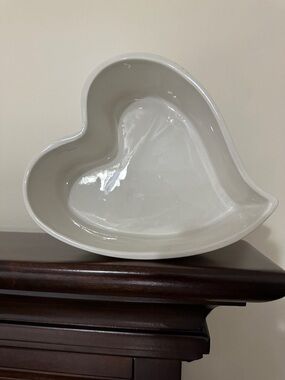 FTD White Pink Floral Heart Shaped Baking Dish Pottery Decor